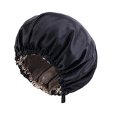 Maxbell Satin Bonnet Head Wear Adjusting Night Sleep Hat for Bath Long Straight Hair Black