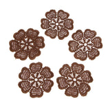 Max Maxb 5pcs Embroidered Flower Patches Sew on Appliques for DIY Sewing Craft Brown