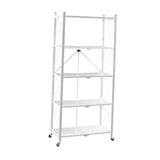 Maxbell Foldable Bookshelf Corner Shelf Organization Cart Free Standing for Bathroom Five Tier White