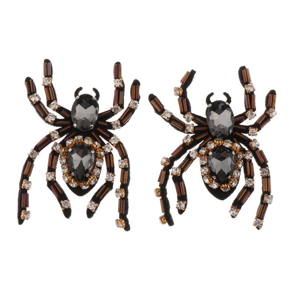 Max Maxb 2 Pieces Spider Rhinestone Patch Sew on/Iron on Applique DIY Sewing Supplies