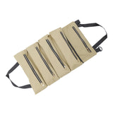 Maxbell Small Tool Bag Wrench Tools Pouch Roll up Tool Bag for Carpenter Plumber khaki