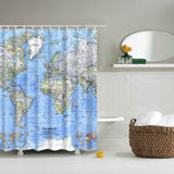 Maxbell Bathroom Shower Sheer Waterproof Polyester Curtain Panel w/12 Hook World Map#1