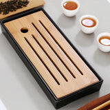 Max Kung Fu GongFu Tea Table Serving Tray Drainage Type Black S 1