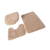 Maxbell 3x Bathroom Rug Set Bath Mat Toilet Lid Cover U Shape Rug for Bathroom Light Brown