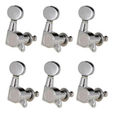 Max String Tuning Pegs Enclosed Round Button for Acoustic Guitar 6R Silver