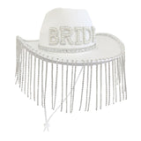 Maxbell Bride Cowboy Hat Cap Western Cowgirl Tassel Hat for Carnival Bridal Cocktail