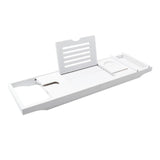 Maxbell Adjustable Premium Bamboo Bathtub Caddy Tray 29.53''~42.91'' Unique Gift White