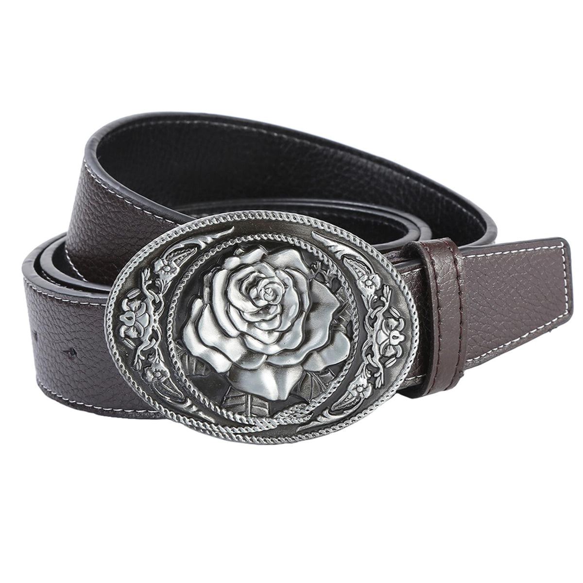 Maxbell Vintage Style Mens Belt PU Leather Adjustable for Casual Coffee