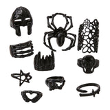 Maxbell 10Pcs Stylish Gothic and Punk Rings Ornament Jewelry Gifts Women and Men