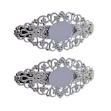 Max 2x Antique Hollowed French Clip Barrette Cabochon Blank Setting Base Silver