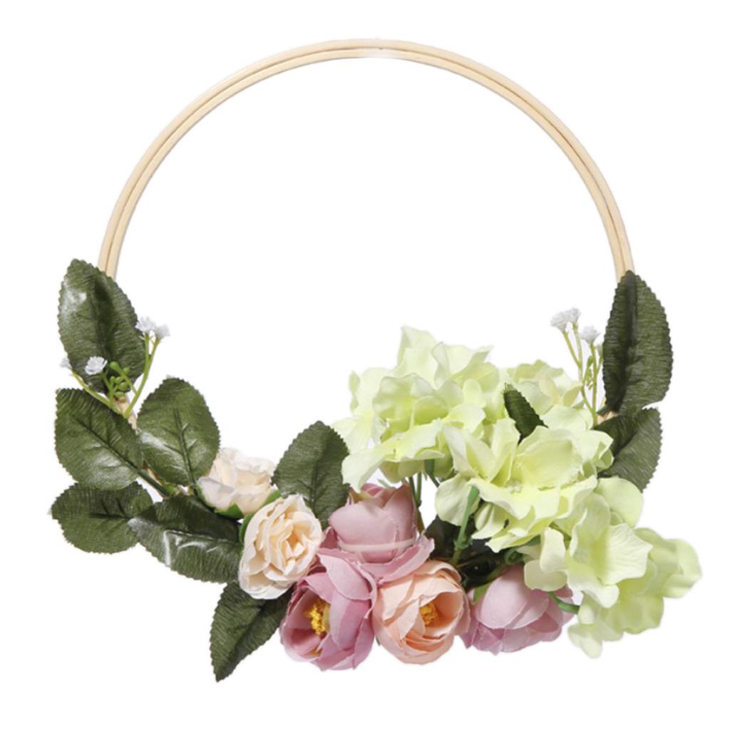Max 20cm Artificial Flower Rattan Wreath Door Hanging Garland for Wedding Home A