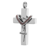 Maxbell Double Cross with Crystal Stainless Steel Cremation Family Keepsake Daughter