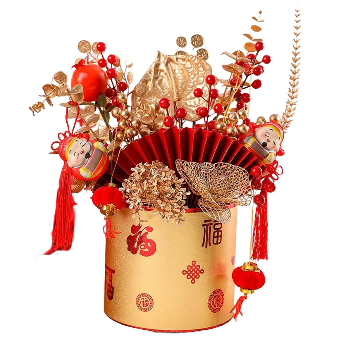 Maxbell Simulation Red Berries Flowerpot Feng Shui Decoration Lightweight Decorative Style C