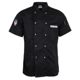 Maxbell Chef Jacket Coat Uniform Short Sleeve Hotel Kitchen Cook Apparel 3XL Black