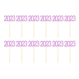 Maxbell 12Pcs 2023 Cupcake Topper Glitter for Party Decor Birthday Theme Supplies Violet