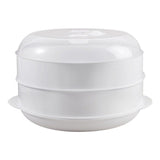 Maxbell Round Microwave Food Steamer BPA Free Heating Steamer White S 2 Tier