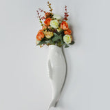 Maxbell Fish Ceramic Wall Hanging Plant Vase Mural For Hotel Cafe Decoration Style C