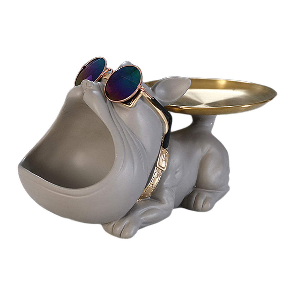 Maxbell Dog Statue Storage Box Resin Animal Sculpture Fruit Tray Sundries Container Gray