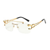 Maxbell Rectangle Frameless Glasses Traveling Trendy 400 Party Rimless Sunglasses white