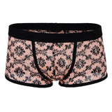 Maxbell Men's Floral Print Sheer Lace Boxers Underwear Underpants XXL Orange