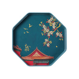 Maxbell Traditional tray Serving Tray Resin Dessert Bathroom Tray for Decor Blue Octagonal