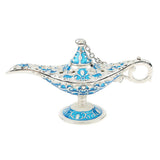 Maxbell Shiny Vintage Metal Aladdin Genie Light Lamp Tabletop Accent Silver-Blue