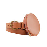 Maxbell Women PU Leather Belt Lady Waist Belt Vintage Style Adjustable for Trouser Brown with Bag