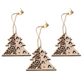 Max 3 sets Wooden Slices Cutouts Pendant Xmas Decor  xmas tree 61x65mm