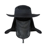 Maxbell Fishing Hat with Removable Neck Flap Cover Gardening Bucket Hat Face Mask Black