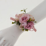 Maxbell Wedding Bride Bridesmaid Prom Party Wrist Corsage Hand Flower  Purple
