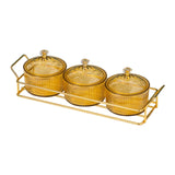 Maxbell Snack Dishes Storage Container Fruit Tray for Countertop 3 Bowls Golden