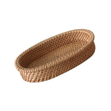 Maxbell Rattan Serving Tray Fruit Basket Food Organizer for Bread Vegetables Drink 20cmx12cmx4cm