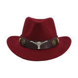 Maxbell Casual Cowboy Hat Wide Brim Props Lightweight for Women Men Adults Holidays Dark Red