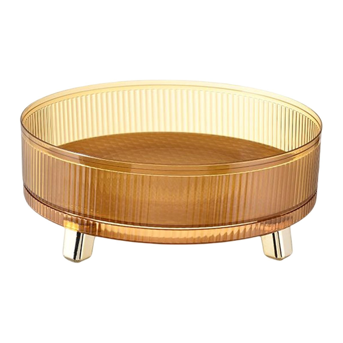 Maxbell Turntable Organizer Vanity Tray Perfume Display Tray for Bathroom Bedroom Yellow