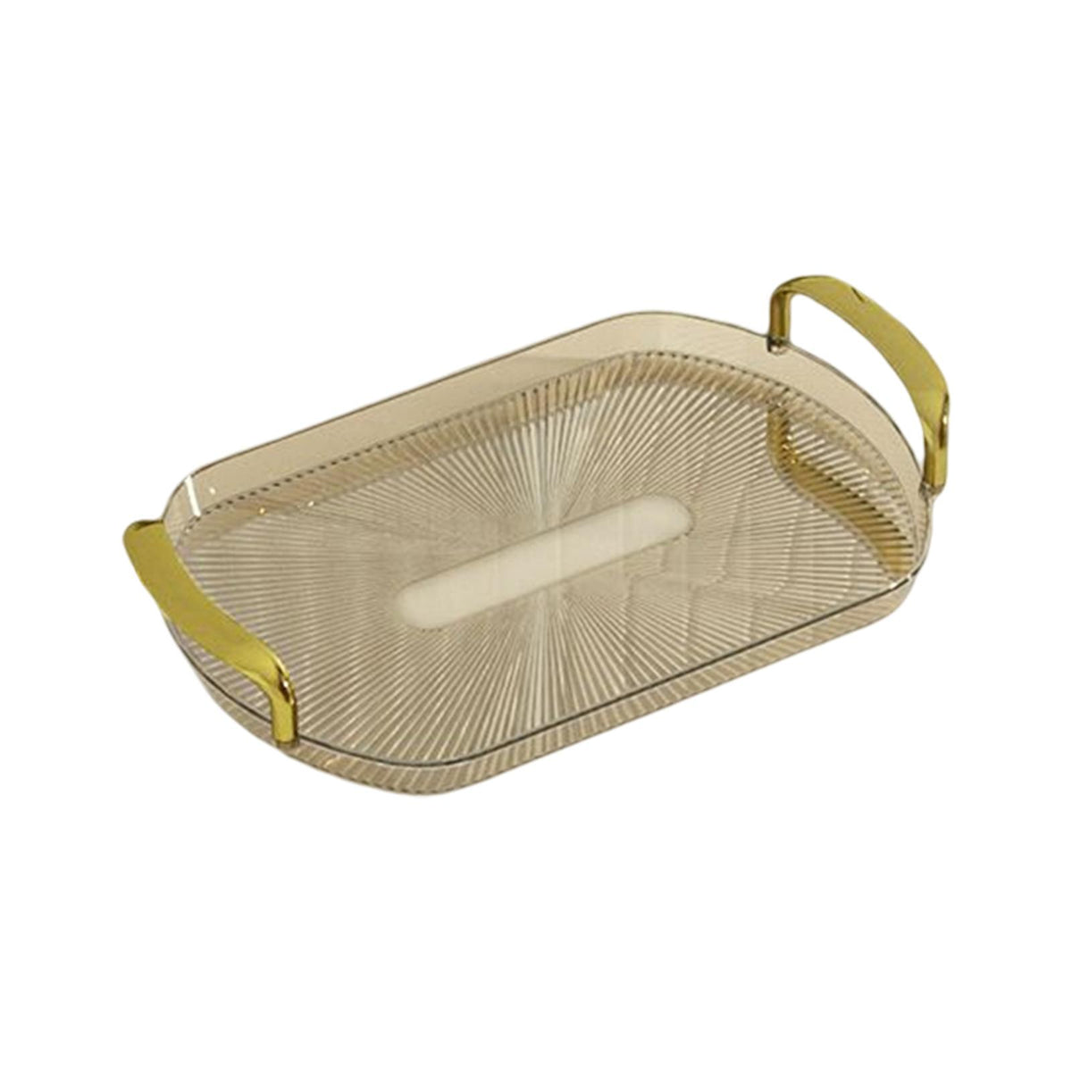 Maxbell Serving Tray with Golden Handles Cosmetics Tray Decorative for Meals,Snacks Light Brown