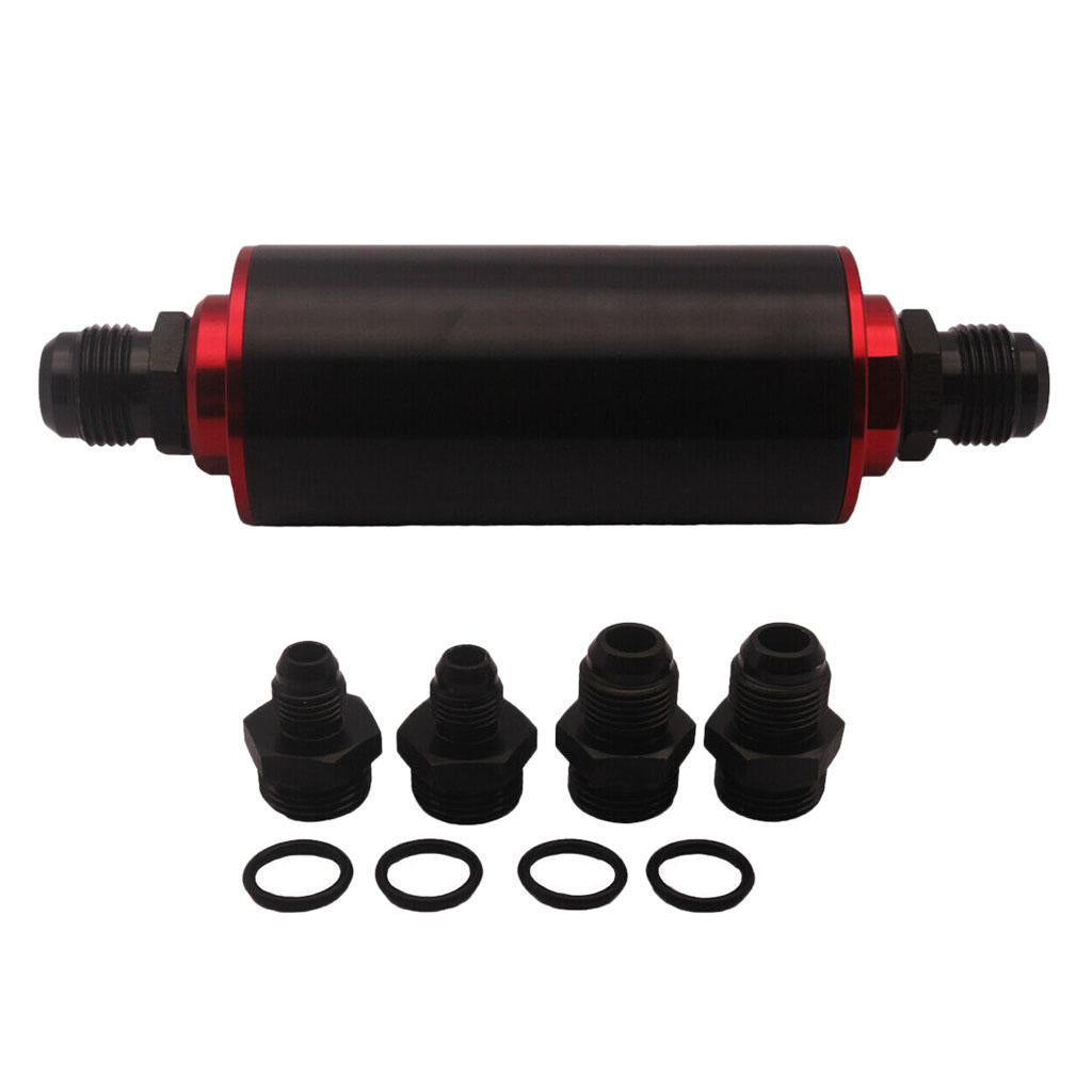 Max Maxb Fuel Filter 100 Micron High Flow CNC Aluminum Racing AN6 Fitting Kit Black