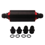 Max Maxb Fuel Filter 100 Micron High Flow CNC Aluminum Racing AN6 Fitting Kit Black