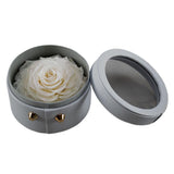 Max Finished Preserved Flower Round Hollow-out Leather Gift Box White