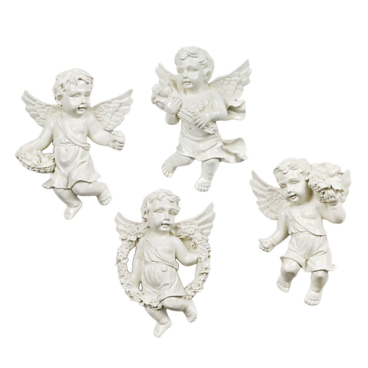 Maxbell 4Pcs European Style Cherub Wall Sculpture Ornament Angel Statue for Entrance