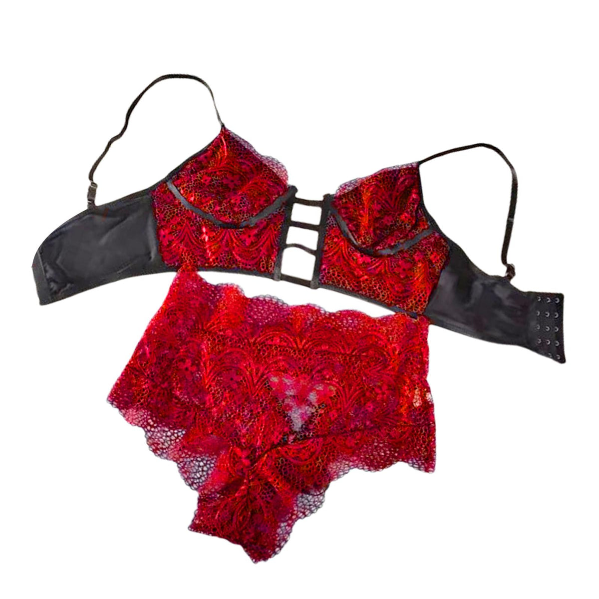 Maxbell Bra Set Panty Underwear Suit Lingerie Briefs for Girls Lady Female L Red