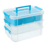 Maxbell Stack Carry Storage Box Stackable Storage Bin Nail Polish Scrapbooking Beads blue