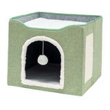 Maxbell Cat Bed Nest Interactive Toy Universal Kennel Scratching Board Winter Light Green