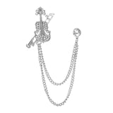 Maxbell Brooch Lapel Pin Violin Hanging Chains Collar Brooches for Women Men Argent