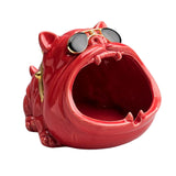Maxbell Novelty Cartoon Dog Ashtray Windproof Storage Box, Ceramic Dog Statue Red