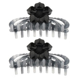 Max 2Pcs Women's Large Flower Hair Claw Clip Strong Hold Hair Claw Clamps Gray