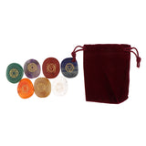 Max Set of 7 Stones Engraved Symbols Polished Palm Stones Reiki Colored Crystal