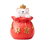 Maxbell Maxbell Lucky Cat Money Bank Animal Statue Figurine Sculpture for Home Table Decor Red