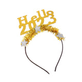 Maxbell Happy New Year Headband Party Hair Accessory Hair Hoop for Women Man Kids Aureate