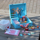 Maxbell 30PCS Wooden Medical Kits Box Doctor Nurse Role Playing Set Kids Toy Playset