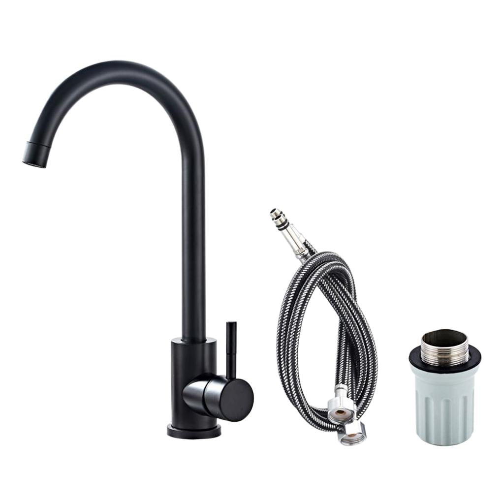 Max Black Staninless Kitchen Sink Faucet 1 Hole & Handle,Swivel Head 9.52mm